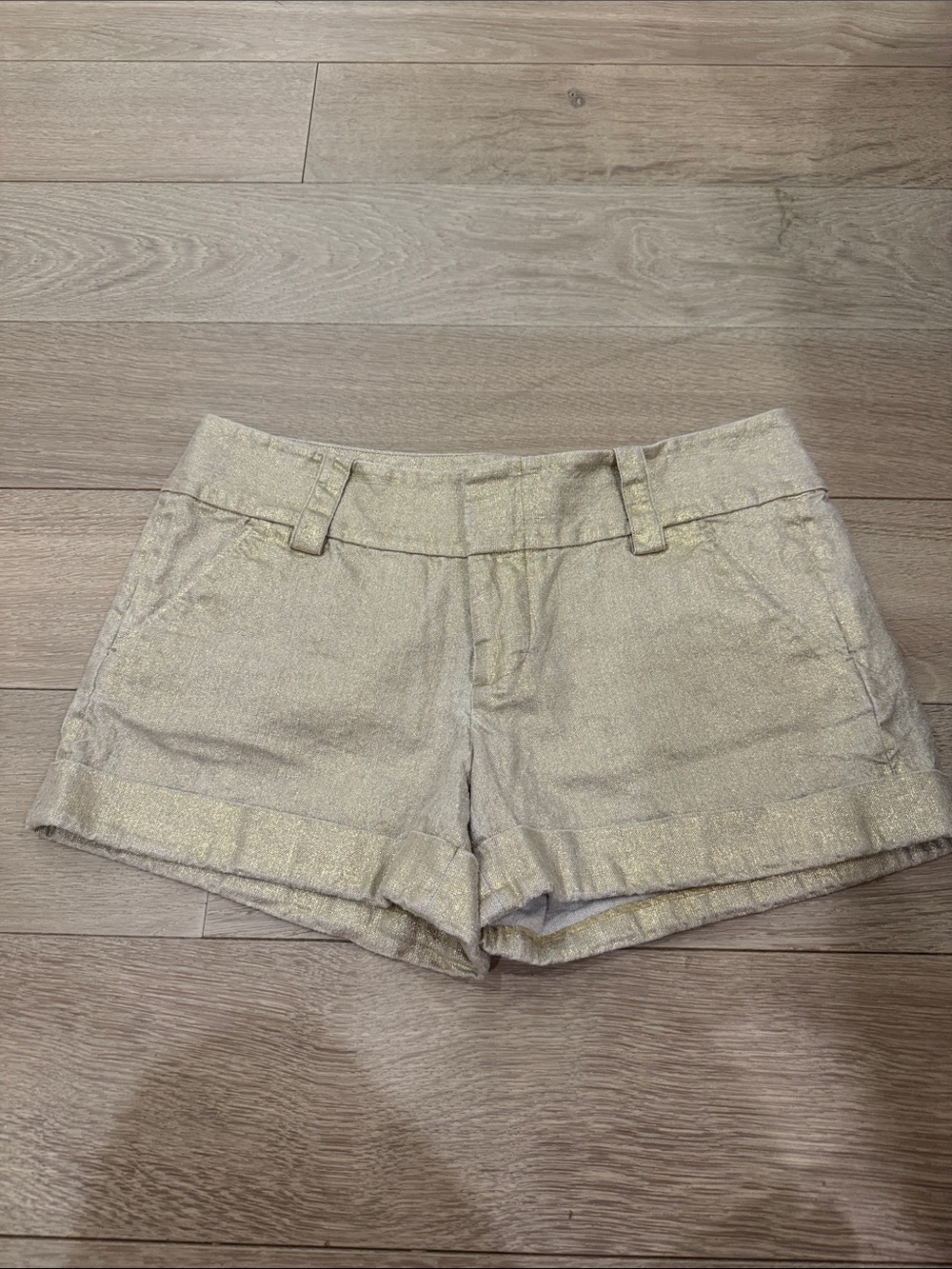 Alice + Olivia gold shorts